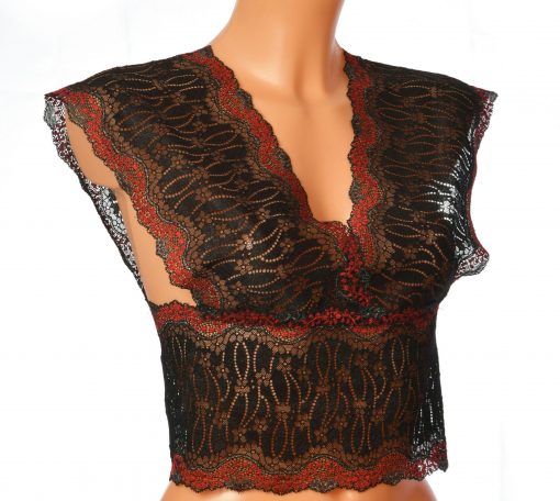 camisole red black lace