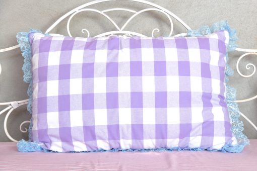 lilac big gingham pillow