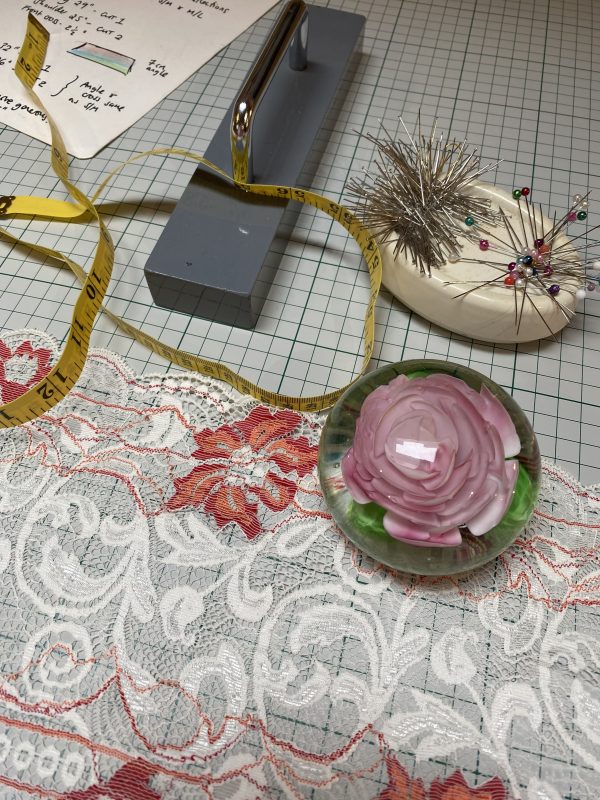 Rosalie Lace on the cutting table